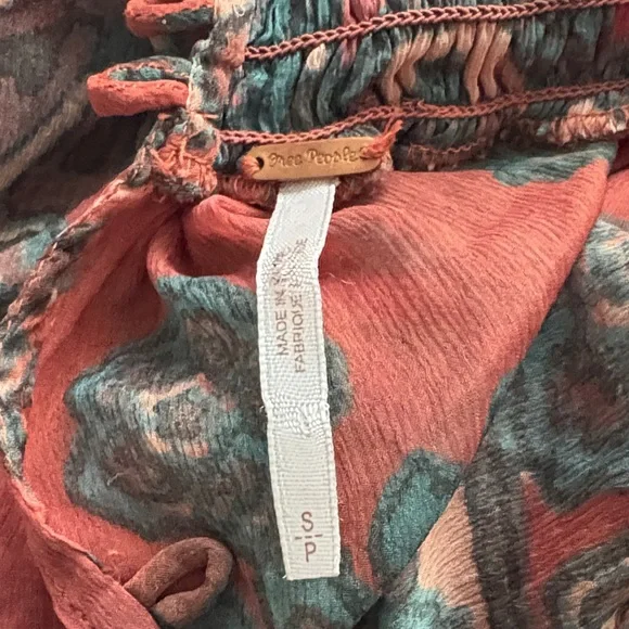 Free People Coral and Teal Floral Dress - Picture 2 of 5